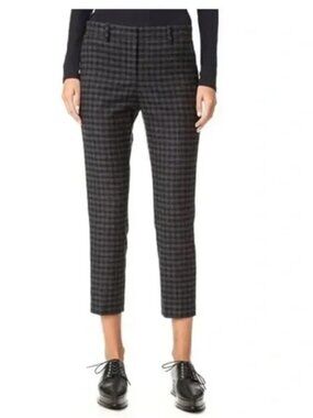 Theory Treeca 2 Brisk Check Wool Cashmere Cropped Dress Pants Black Size 6